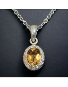 Pendentif Citrine Argent 925 sur chaîne