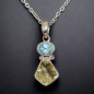 Pendentif Citrine & Topaze bleue  Argent 925 sur chaîne
