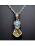 Pendentif Citrine & Topaze bleue  Argent 925 sur chaîne