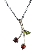 Pendentif Grenat & Péridot branche argent 925