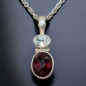 Pendentif Grenat & Topaze bleue  Argent 925 sur chaîne