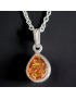 Pendentif Ambre Argent 925 sur chaîne