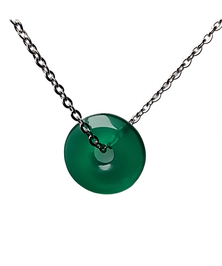 Pendentif Agate verte donut