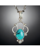 Pendentif Turquoise Argent 925 sur chaîne