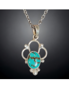 Pendentif Turquoise Argent 925 sur chaîne