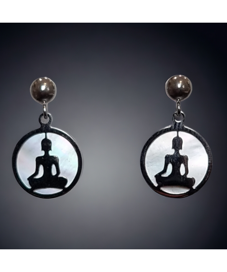 Boucles d'oreilles Nacre Bouddha Acier inox