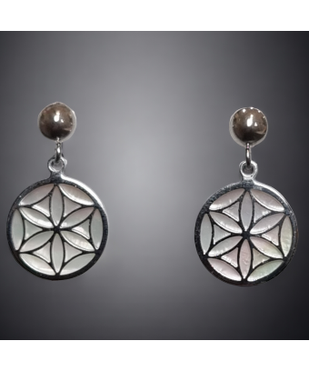 Boucles Nacre Fleur de vie Acier inox