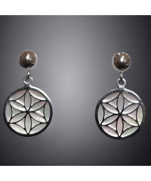 Boucles Nacre Fleur de vie Acier inox