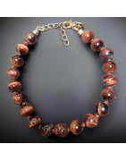 Bracelet Œil de Taureau Pierres rondes 8mm avec fermoir (s)
