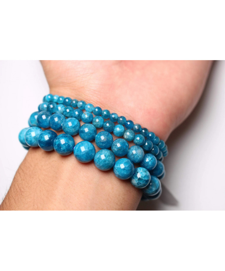 Bracelet Apatite bleue enfant pierres rondes 6mm