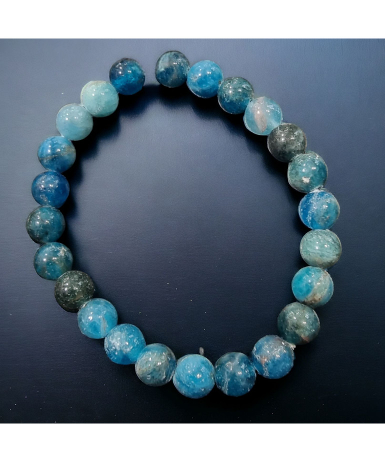 Bracelet Apatite bleue enfant pierres rondes 6mm