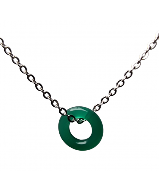 Pendentif Agate verte anneau
