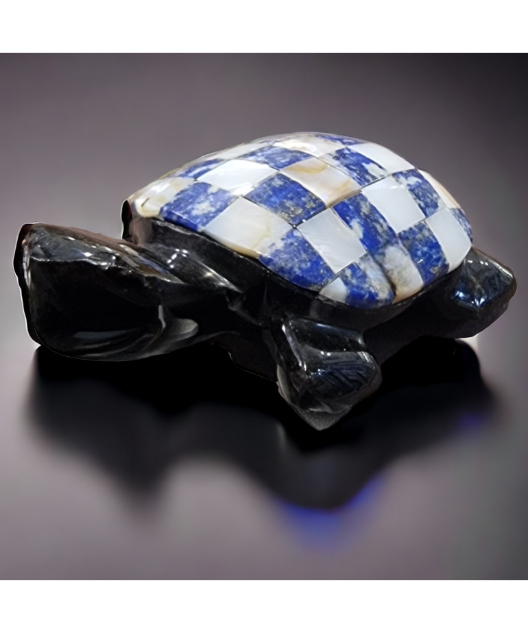 Tortue Obsidienne Nacre & Lapis-lazuli GM