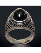 Bague Obsidienne noire Argent 925 Taille 60