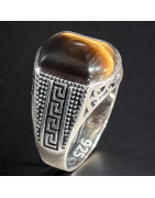 Bague Œil de tigre Argent 925 Taille 63