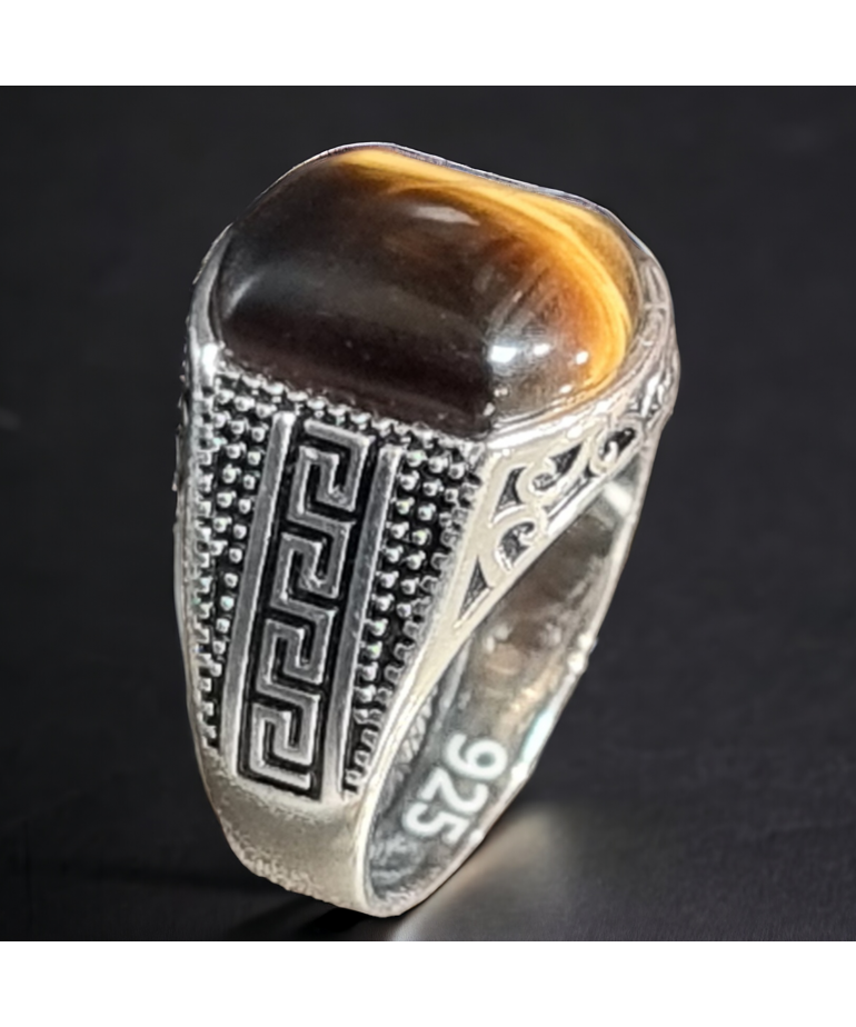 Bague Œil de tigre Argent 925 Taille 63