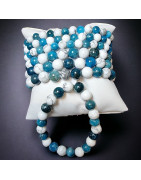 Bracelet Howlite & Apatite bleue Pierres rondes