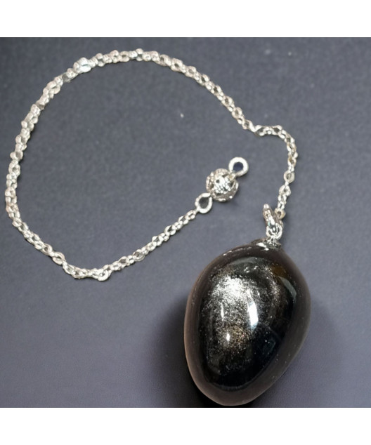 Pendule Obsidienne argentée olive (s)