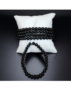 Bracelet Jade noir Pierres rondes 6mm