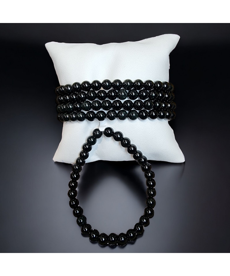 Bracelet Jade noir Pierres rondes 6mm