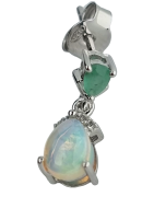 Boucles Opale et Emeraude Argent 925