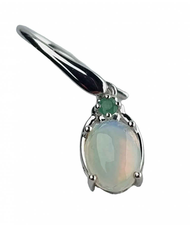 Boucles Opale et Emeraude Argent 925
