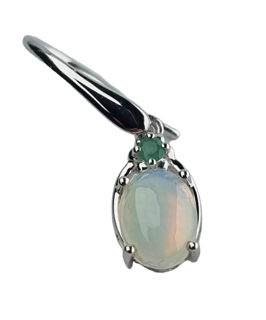 Boucles Opale et Emeraude Argent 925