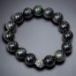 Bracelet Obsidienne Œil céleste avec insert tête de dragon  Pierre rondes 12mm