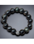 Bracelet Obsidienne Œil céleste avec insert tête de dragon  Pierre rondes 12mm