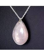 Pendentif Quartz rose Goutte avec Chaine (s)
