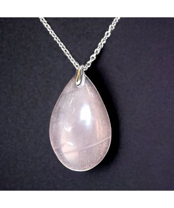 Pendentif Quartz rose Goutte avec Chaine (s)