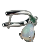 Boucles Opale et Emeraude Argent 925