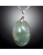 Pendentif Aventurine verte ovale avec chaîne