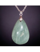Pendentif Aventurine verte ovale avec chaîne