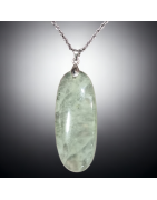 Pendentif Prehnite Epidote Ovale avec Chaîne (s)