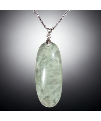 Pendentif Prehnite Epidote Ovale avec Chaîne (s)