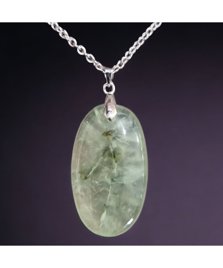 Pendentif Prehnite Epidote Ovale