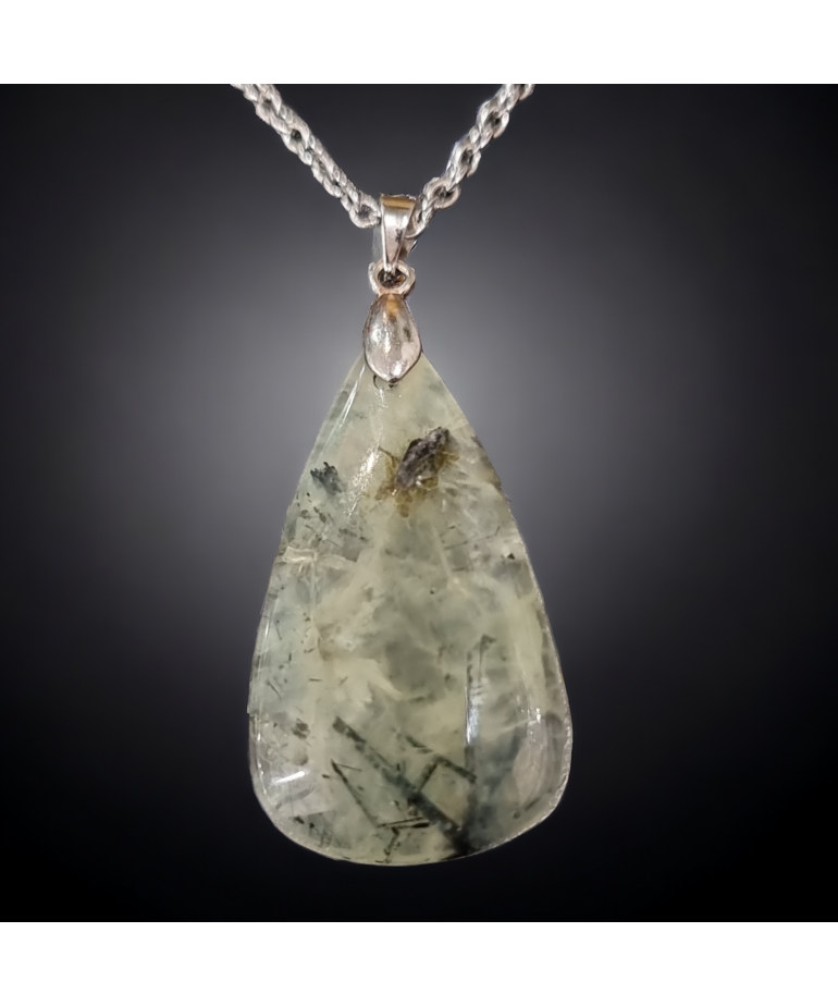 Pendentif Prehnite Epidote Goutte