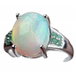 Bague Opale & Emeraude argent 925 Taille 59 Bague Opale & Emeraude argent 925 Taille 59
