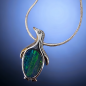 Pendentif Opale bleue Pingouin avec chaîne Argent 925