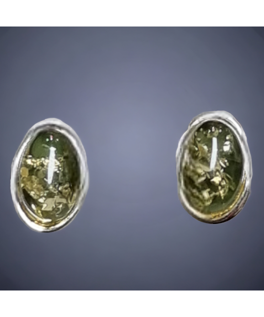 Boucles Ambre végétal Ovales Argent 925