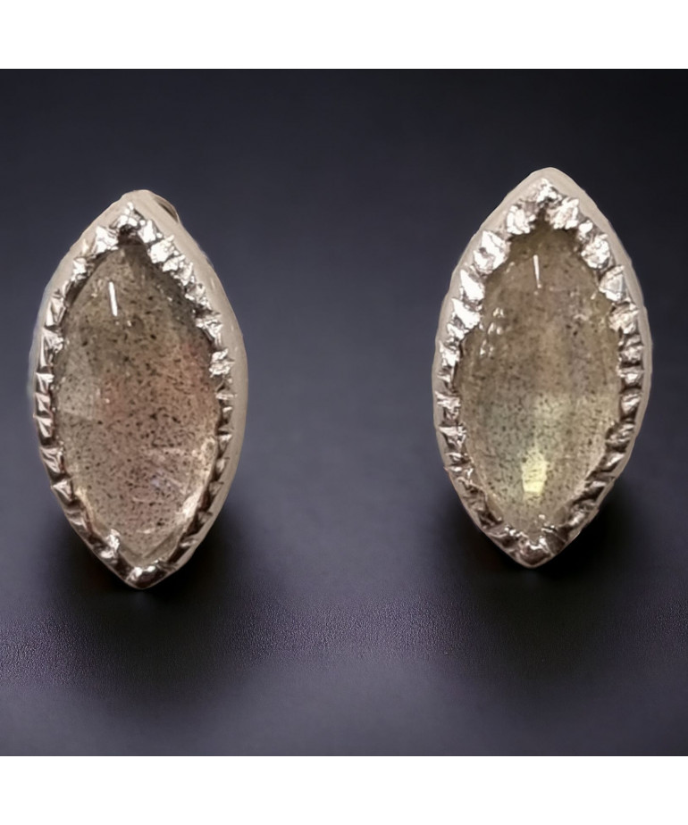 Boucles Labradorite facettées serties Argent 925