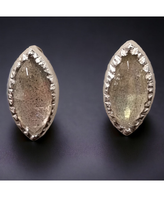 Boucles Labradorite facettées serties Argent 925