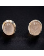 Boucles Quartz rose ovales Argent 925