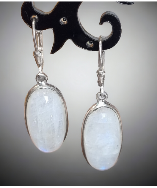 Boucles Pierre de lune ovale Argent 925