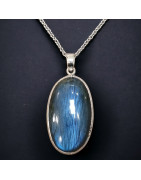 Pendentif Labradorite ovale Argent 925 avec chaîne