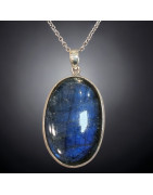 Pendentif Labradorite Argent 925 ovale avec chaîne