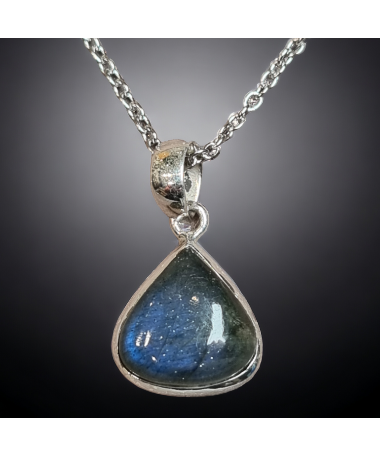 Pendentif Labradorite goutte Argent 925 avec chaîne