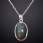 Pendentif Obsidienne Œil céleste ovale Argent 925 sur chaîne
