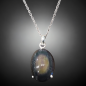 Pendentif Obsidienne Œil céleste ovale Argent 925 sur chaîne